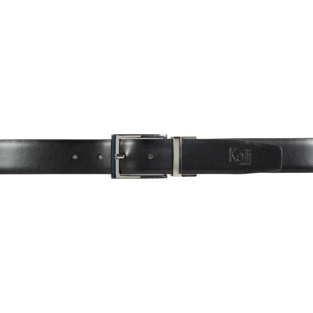 K4002AFB | Cintura Uomo Doubleface in Vera Pelle, Liscia e Scamosciata. Colore Nero / Grigio. Dimensioni: cm 125 x 3,5 x 0,5 (giro vita cm 110). Confezione: Gift Box rigido fondo/coperchio-2