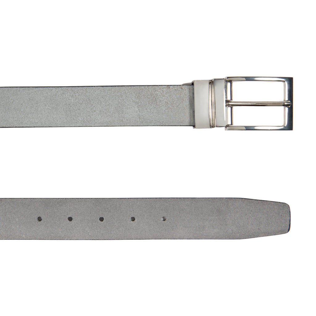 K4002AFB | Cintura Uomo Doubleface in Vera Pelle, Liscia e Scamosciata. Colore Nero / Grigio. Dimensioni: cm 125 x 3,5 x 0,5 (giro vita cm 110). Confezione: Gift Box rigido fondo/coperchio-4
