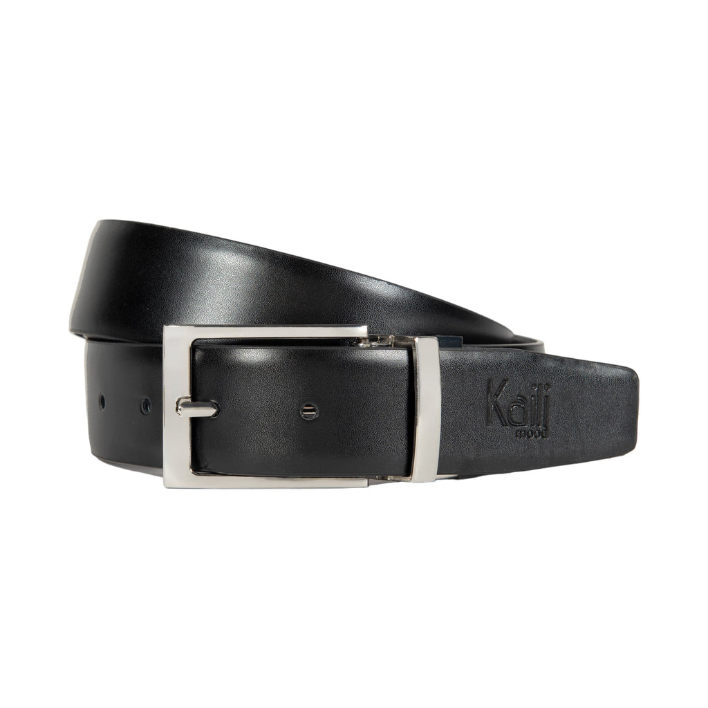 K4002AFB | Cintura Uomo Doubleface in Vera Pelle, Liscia e Scamosciata. Colore Nero / Grigio. Dimensioni: cm 125 x 3,5 x 0,5 (giro vita cm 110). Confezione: Gift Box rigido fondo/coperchio-0