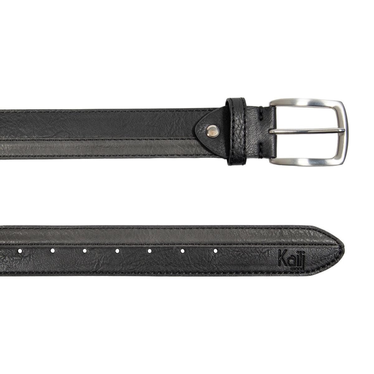 K4007AKB | Men's Two-Tone Belt in Pu Finish Leather Lining. Black/Anthracite color. Size: 125 x 3.8 x 0.5 cm (waist 110 cm). Packaging: hard bottom/cover Gift Box-1