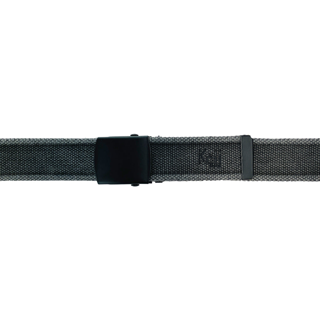 K4010KB | Belt Tape Canvas Stone Washed Col. Anthracite with Matte Black Buckle. Size: 125 x 4 x 0.5 cm One Size - Shortenable. Packaging: hard bottom/cover Gift Box-1