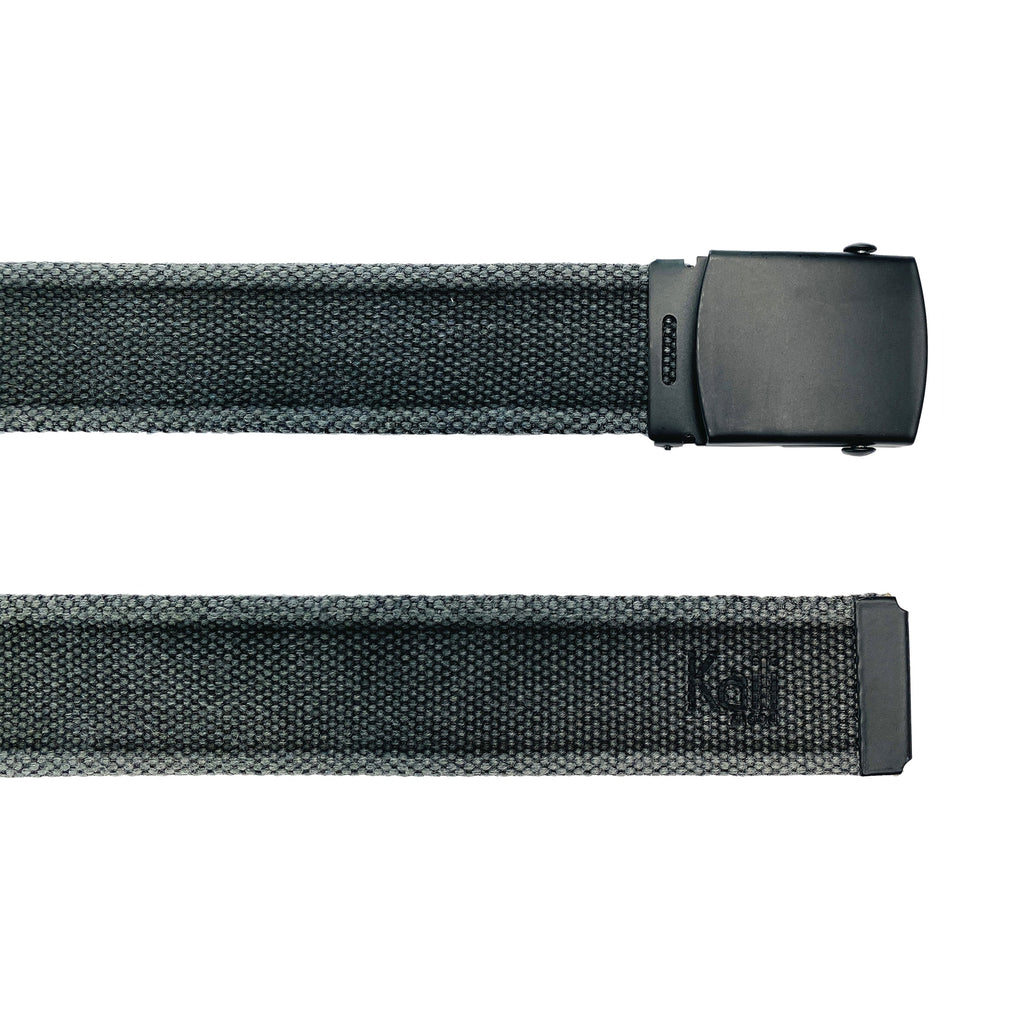 K4010KB | Belt Tape Canvas Stone Washed Col. Anthracite with Matte Black Buckle. Size: 125 x 4 x 0.5 cm One Size - Shortenable. Packaging: hard bottom/cover Gift Box-2