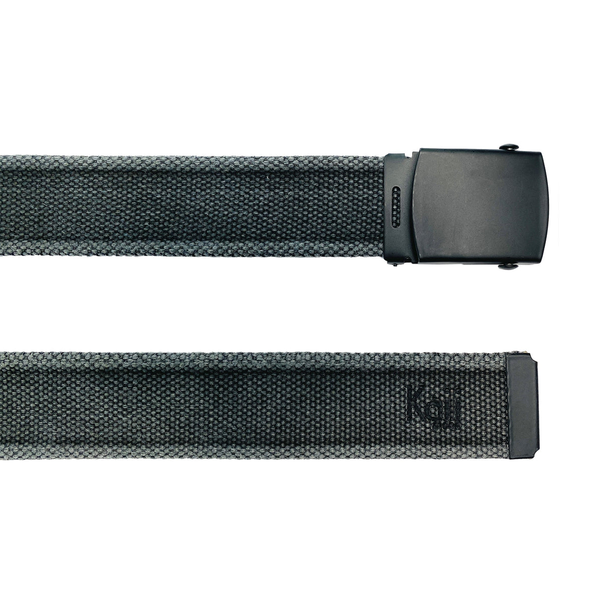 K4010KB | Belt Tape Canvas Stone Washed Col. Anthracite with Matte Black Buckle. Size: 125 x 4 x 0.5 cm One Size - Shortenable. Packaging: hard bottom/cover Gift Box-2