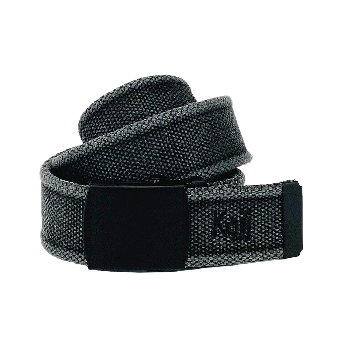 K4010KB | Belt Tape Canvas Stone Washed Col. Anthracite with Matte Black Buckle. Size: 125 x 4 x 0.5 cm One Size - Shortenable. Packaging: hard bottom/cover Gift Box-0