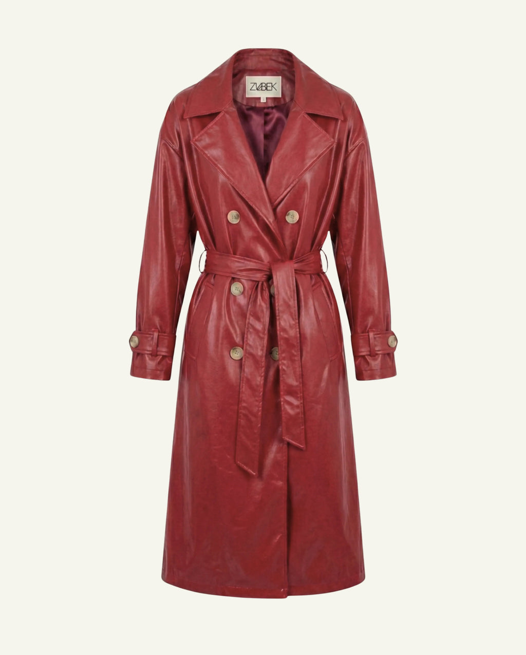 Trench Coat - Burgundy Red-0