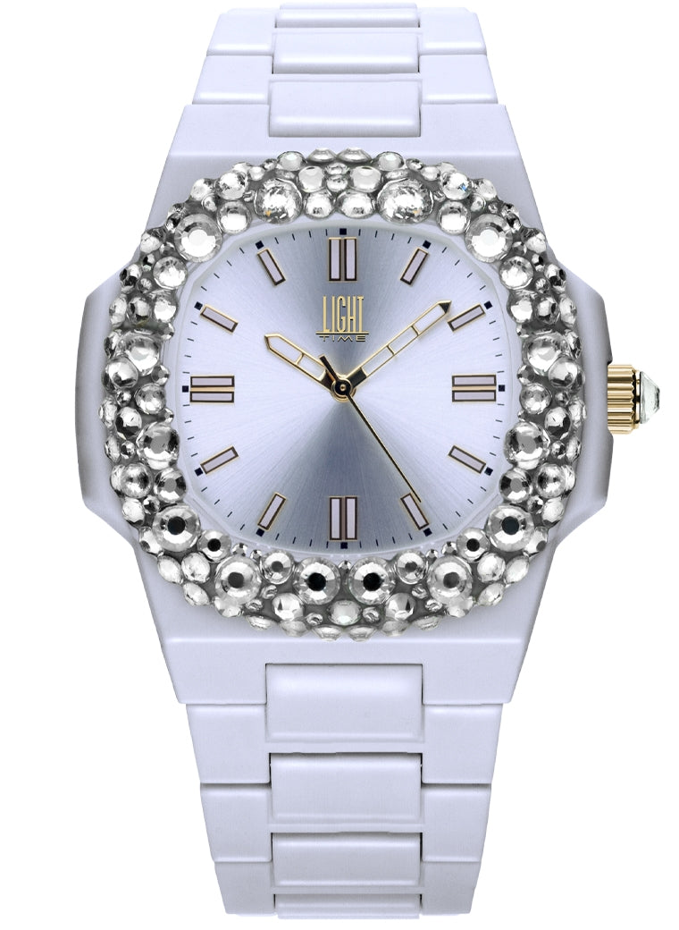 LIGHT TIME Mod. VELVET NAUTILUS - White Clear Strass-0