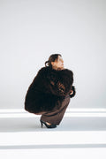 Sheepskin Fur / Coat with Burgundy Silk Lining - Brown-0