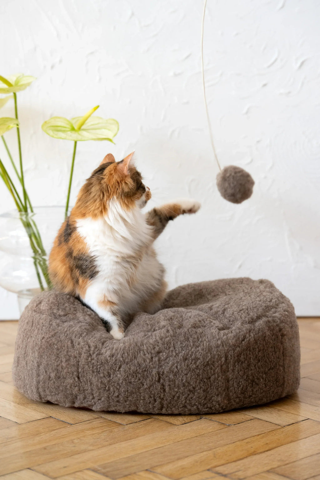 Natural Sheepskin Cat Toy: Ball-3