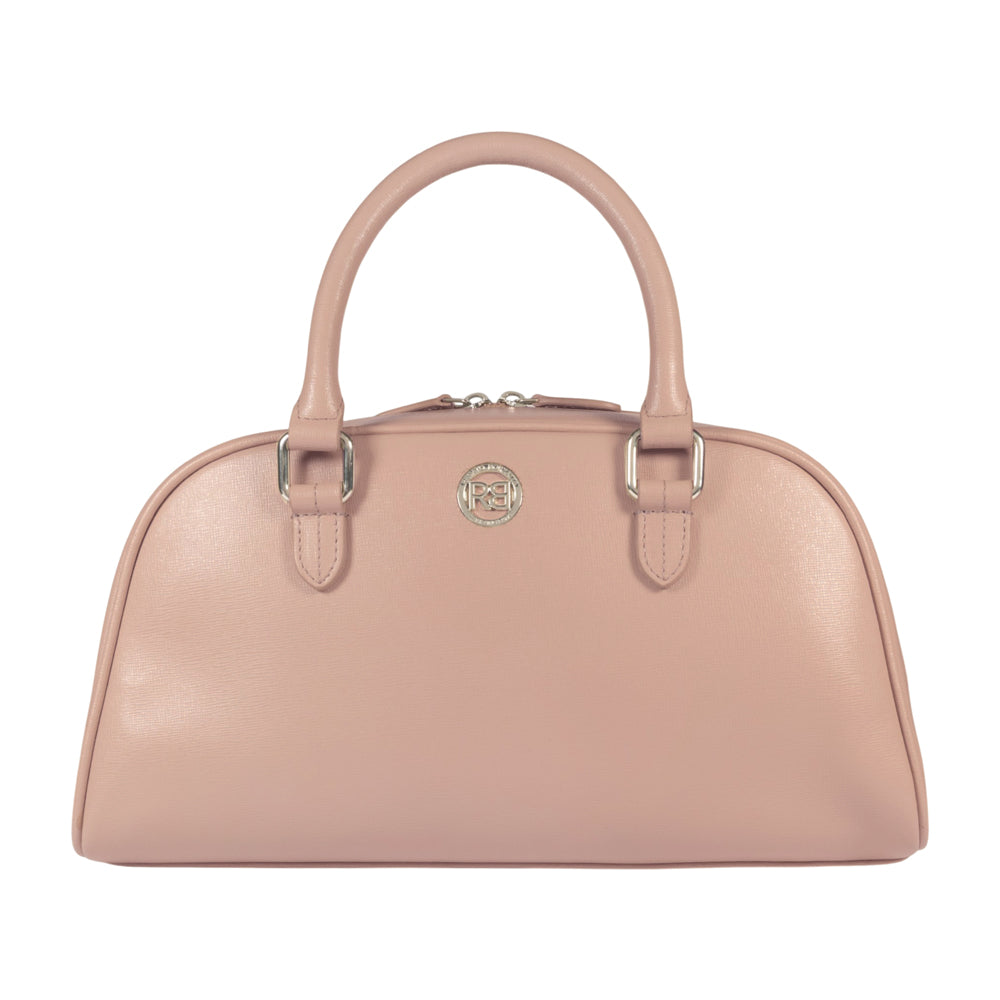 RB1034AU | Borsa Bowling da Donna VIRGINIA in Vera Pelle Saffiano Made in Italy. Colore Cipria-0