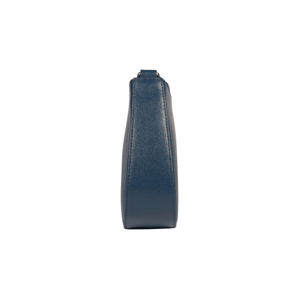 RB1036D | LARA Women's Hobo Bag in Genuine Saffiano Leather Made in Italy. Color: Blue-4