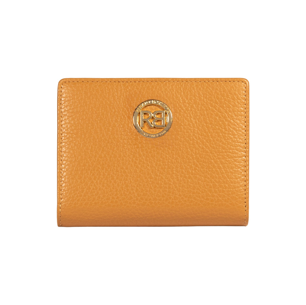 RB1080GCQ | Portafogli Donna Made in Italy in Vera Pelle grana Dollaro. Colore Cuoio. Dimensioni (da chiuso): cm 13 x 9 x 2,5-0