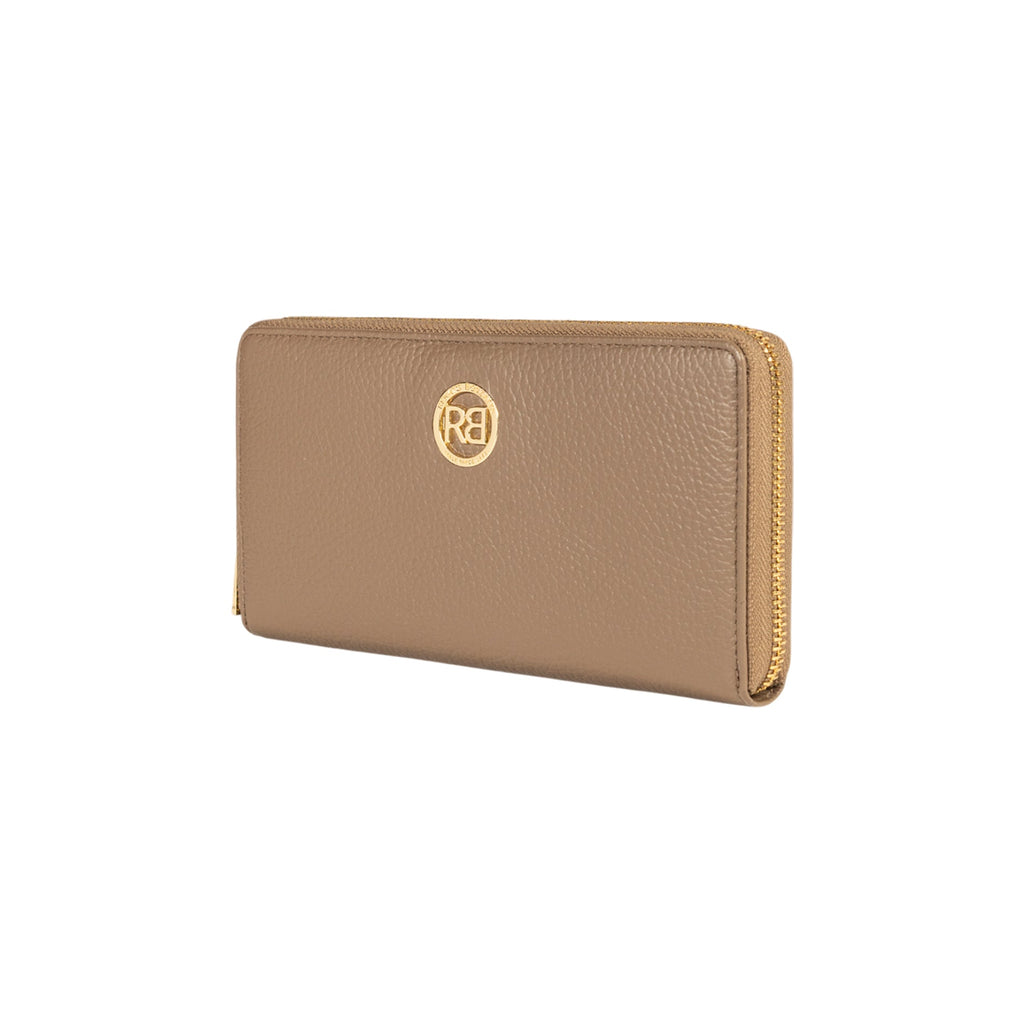 RB1081GAQ | Portafogli Donna con chiusura lampo Made in Italy in Vera Pelle grana Dollaro. Colore Taupe. Dimensioni: cm 20 x 10 x 2,5-1
