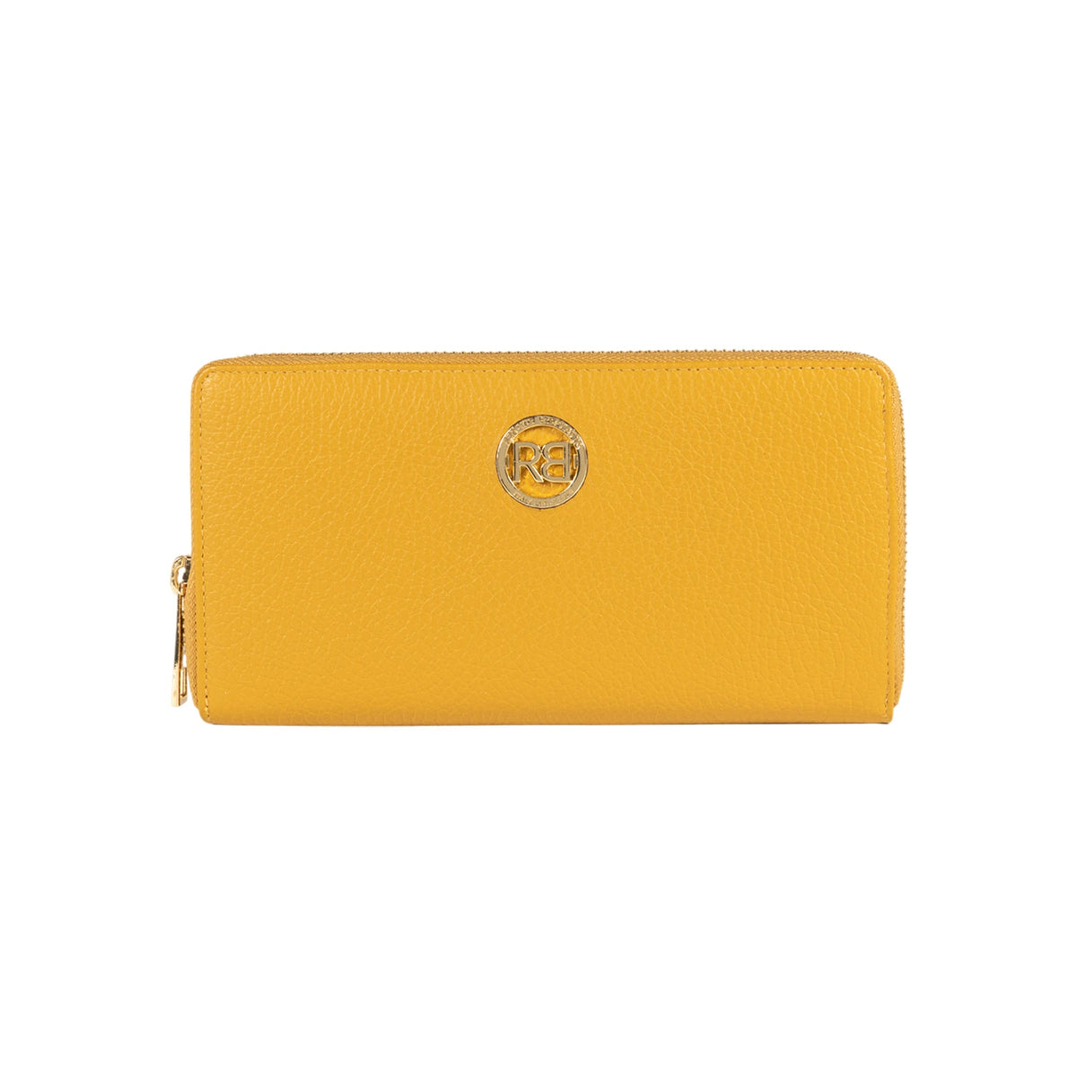 RB1081GAR | Portafogli Donna con chiusura lampo Made in Italy in Vera Pelle grana Dollaro. Colore Senape. Dimensioni: cm 20 x 10 x 2,5-0