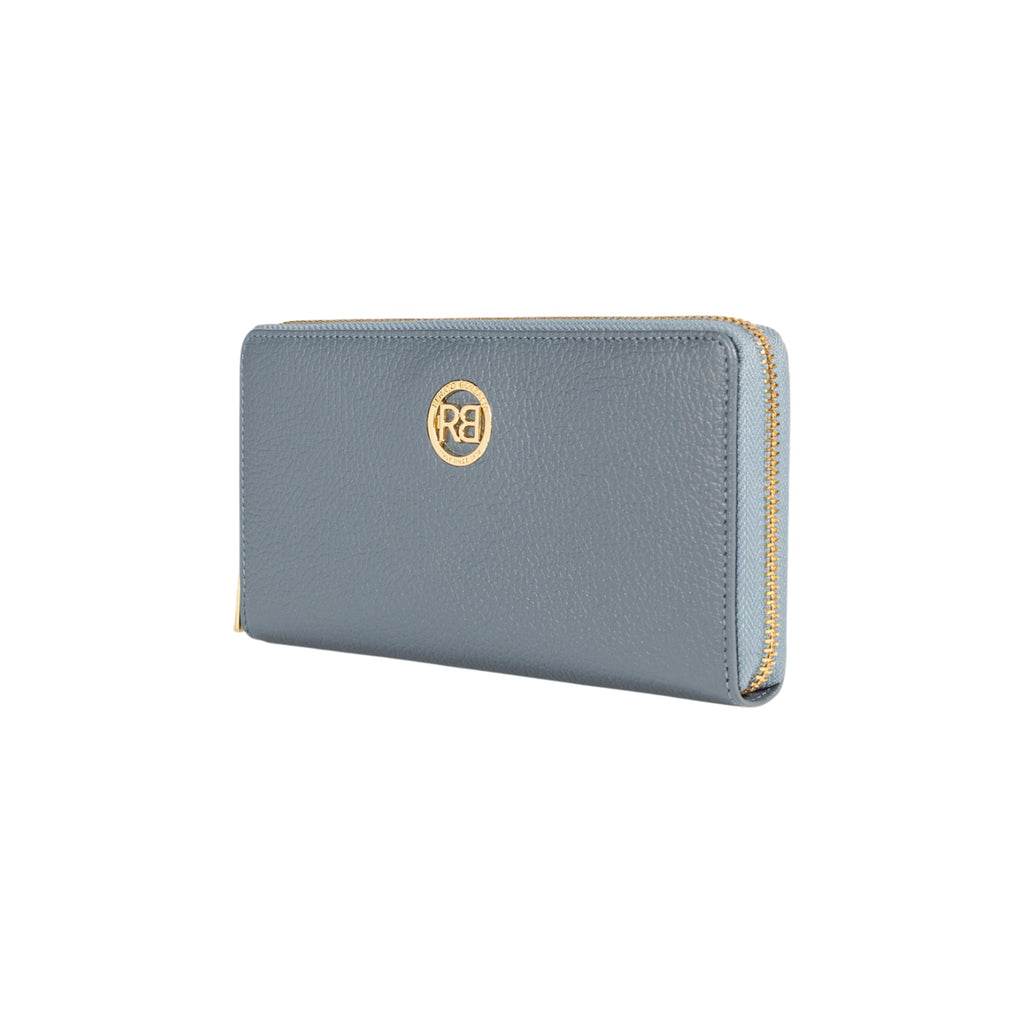 RB1081GP | Portafogli Donna con chiusura lampo Made in Italy in Vera Pelle grana Dollaro. Colore Avio. Dimensioni: cm 20 x 10 x 2,5-1