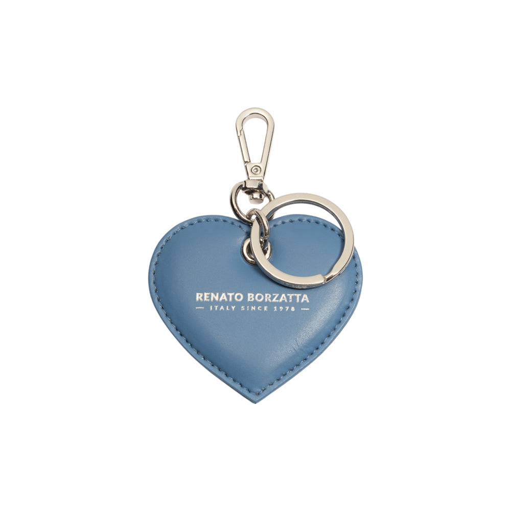 RB1082SCP | Heart Charm Keychain Made in Italy in Smooth Matte Genuine Leather. Color: Wisteria-0