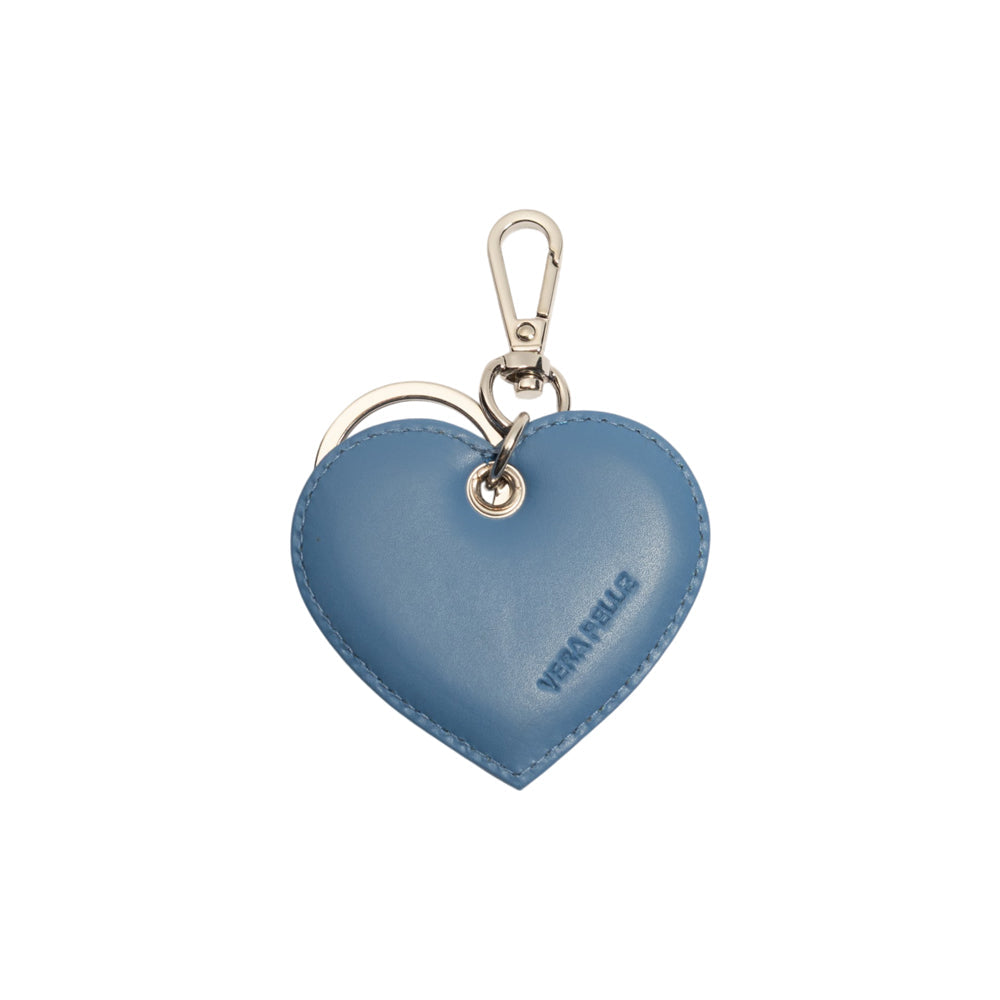 RB1082SCP | Heart Charm Keychain Made in Italy in Smooth Matte Genuine Leather. Color: Wisteria-1