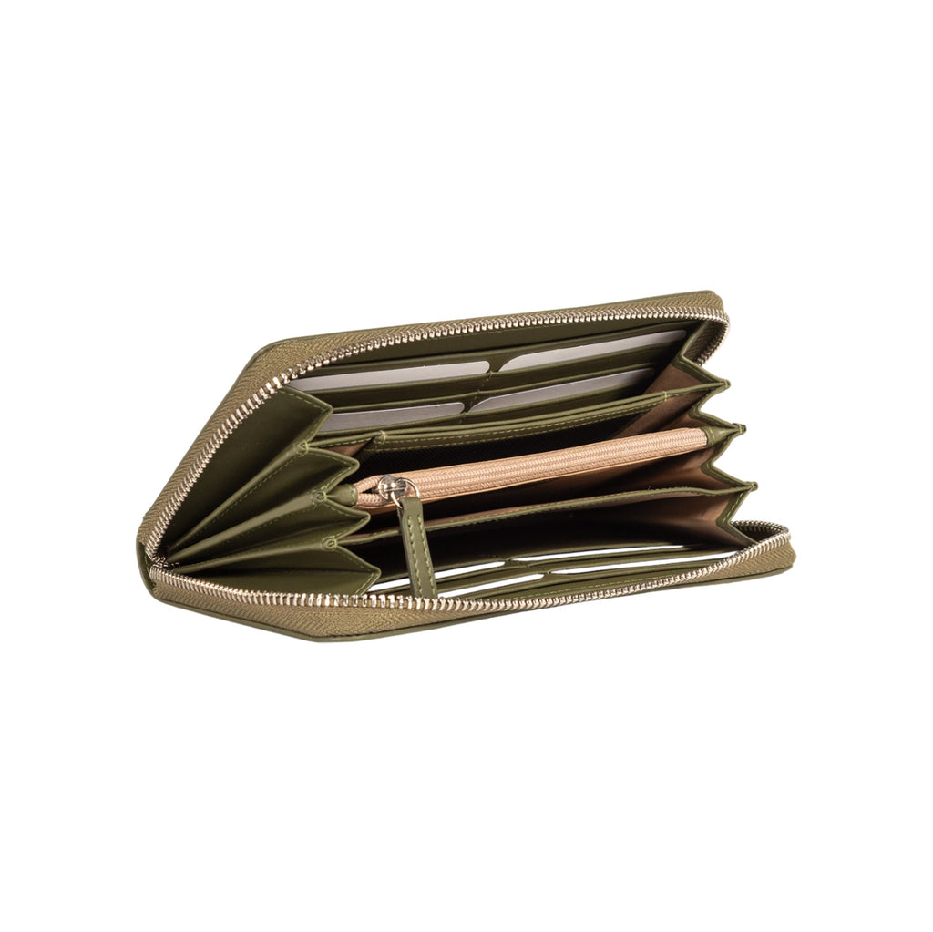 RB1084SE | Women's zippered wallet made in Italy in smooth, matte genuine leather. Color: Green. Dimensions: 20 x 10 x 2.5 cm.-2
