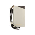 RB1087F | Glasses/Smartphone Case with Shoulder Strap Made in Italy in Genuine Smooth Matte Leather. Color: Gray-0