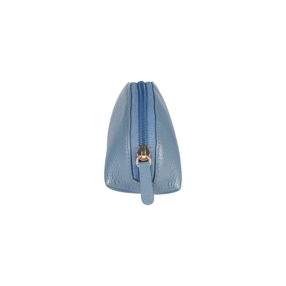RB1088P | Half-Moon Pencil Case/Clutch Bag Made in Italy in Genuine Dollar Grain Leather. Color: Air Force Blue-1