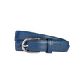 RB4016D | Women's Belt Made in Italy in Genuine Saffiano Leather. Polished Silver Buckle. Color: Blue. Dimensions: 115 x 2.5 x 0.5 cm (waistline 100 cm)-0