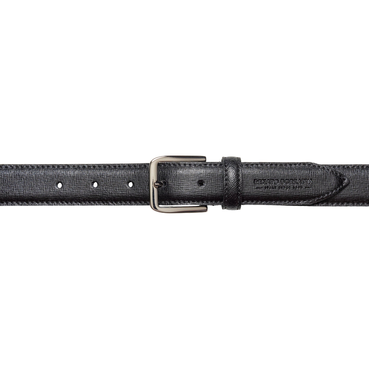 RB4017A | Cintura Donna Made in Italy in Vera Pelle Saffiano. Fibbia in finitura Argento Lucido. Colore Nero. Dimensioni: cm 115 x 3,0 x 0,5 (giro vita cm 100)-1