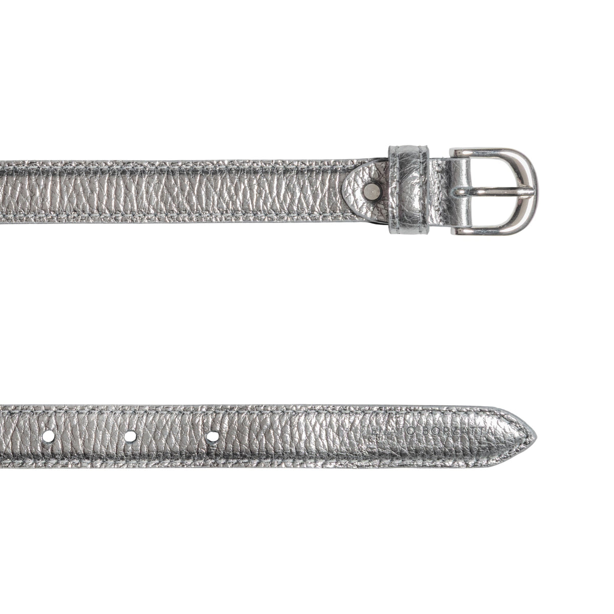 RB4021AY | Women's Belt Made in Italy in Genuine Dollar Grain Leather. Polished Silver Buckle. Gunmetal Color. Dimensions: 115 x 2.0 x 0.5 cm (waistline 100 cm)-2