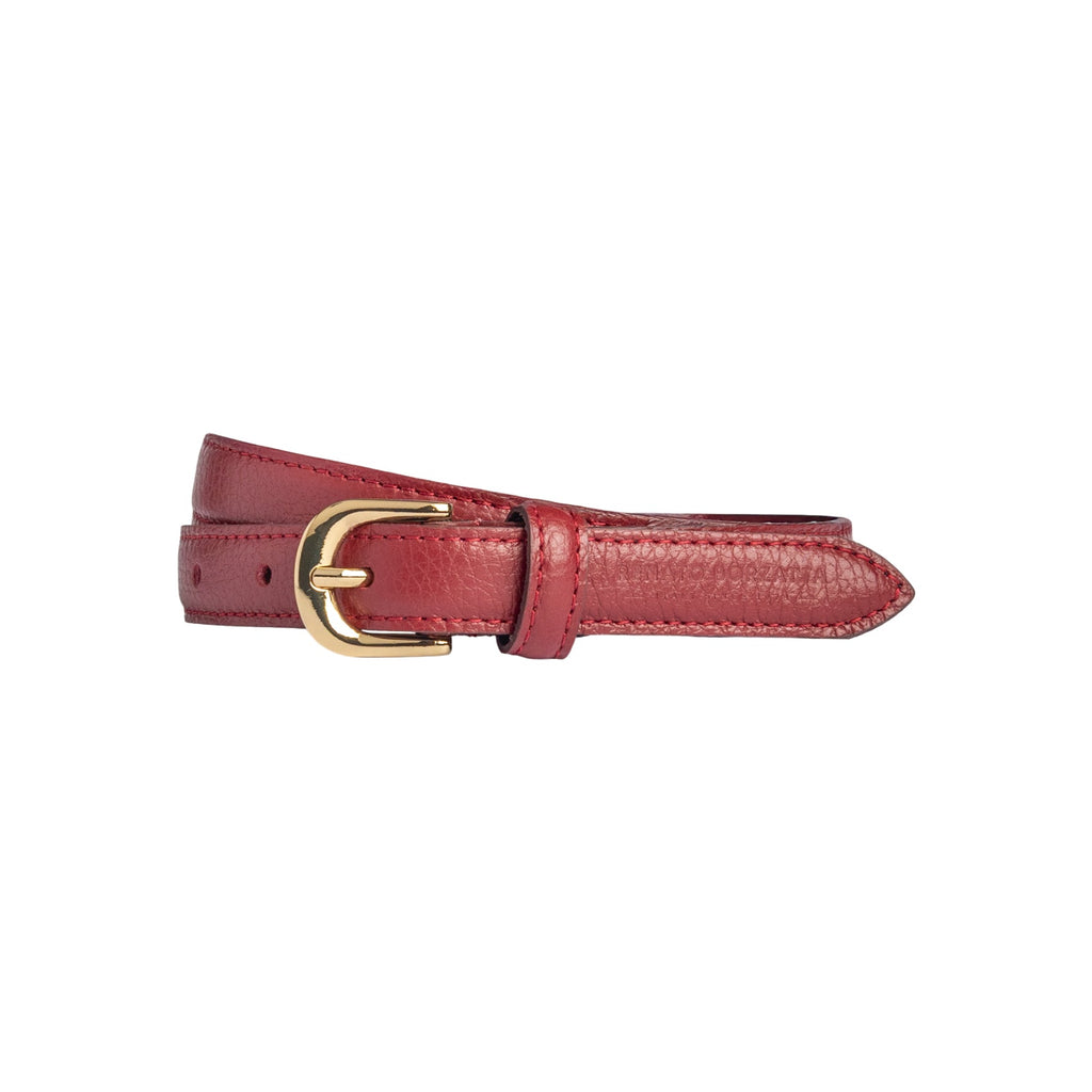 RB4021Q | Cintura Donna Made in Italy in Vera Pelle grana Dollaro. Fibbia in finitura Oro Lucido. Colore Rubino. Dimensioni: cm 115 x 2,0 x 0,5 (giro vita cm 100)-0