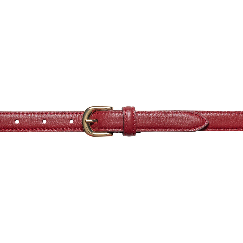 RB4021Q | Cintura Donna Made in Italy in Vera Pelle grana Dollaro. Fibbia in finitura Oro Lucido. Colore Rubino. Dimensioni: cm 115 x 2,0 x 0,5 (giro vita cm 100)-1
