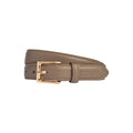 RB4022AQ | Women's Belt Made in Italy in Genuine Dollar Grain Leather. Polished Gold-Finish Buckle. Taupe Color. Dimensions: 115 x 2.5 x 0.5 cm (waistline 100 cm)-0