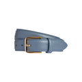 RB4023P | Women's Belt Made in Italy in Genuine Dollar Grain Leather. Polished Gold Buckle. Color: Air Force Blue. Dimensions: 115 x 3.0 x 0.5 cm (waistline 100 cm)-0