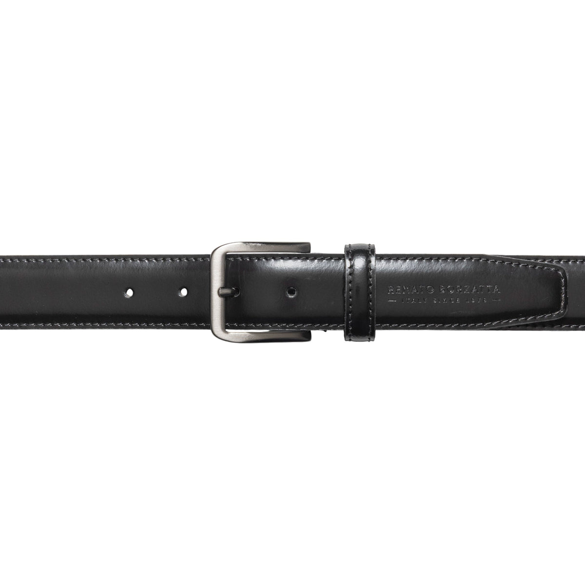 RB4026A | Men's Belt Made in Italy in Genuine Brushed Leather. Satin Gunmetal finish buckle. Color: Black. Dimensions: 125 x 3.5 x 0.5 cm (waistline 110 cm)