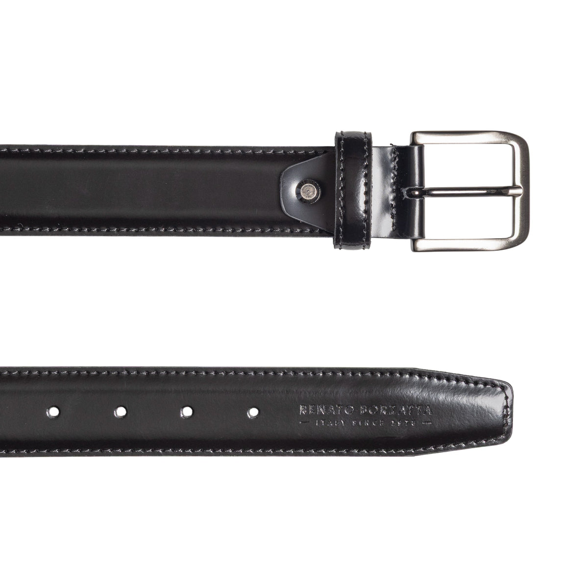 RB4026A | Men's Belt Made in Italy in Genuine Brushed Leather. Satin Gunmetal finish buckle. Color: Black. Dimensions: 125 x 3.5 x 0.5 cm (waistline 110 cm)