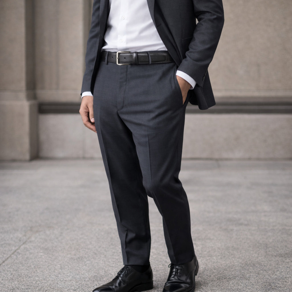 RB4026A | Men's Belt Made in Italy in Genuine Brushed Leather. Satin Gunmetal finish buckle. Color: Black. Dimensions: 125 x 3.5 x 0.5 cm (waistline 110 cm)