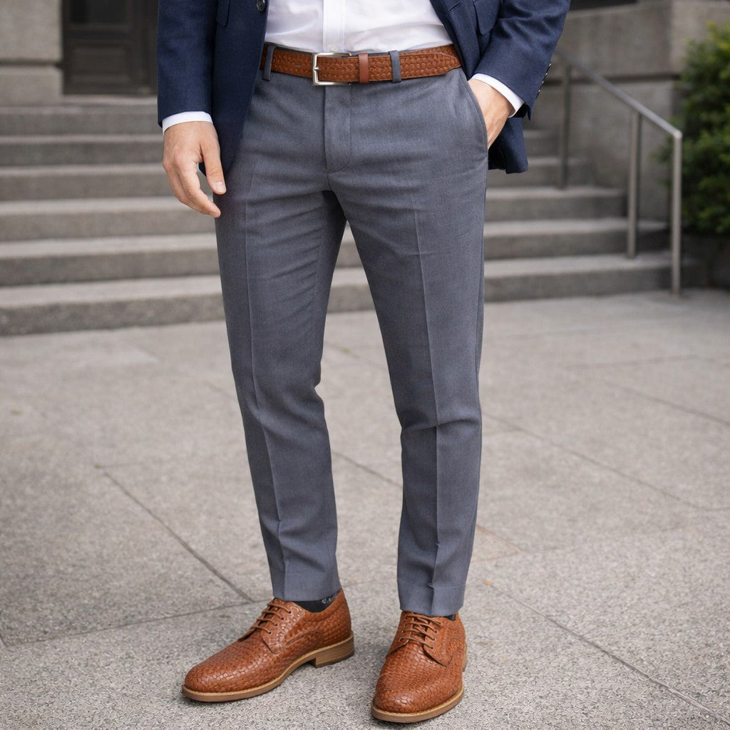 RB4028S | Men's Belt with Allover Print, Made in Italy in Genuine Vegetable-Tanned Leather. Satin Silver Buckle. Cognac Color. Dimensions: 125 x 3.5 x 0.5 cm (waistline 110 cm)-3