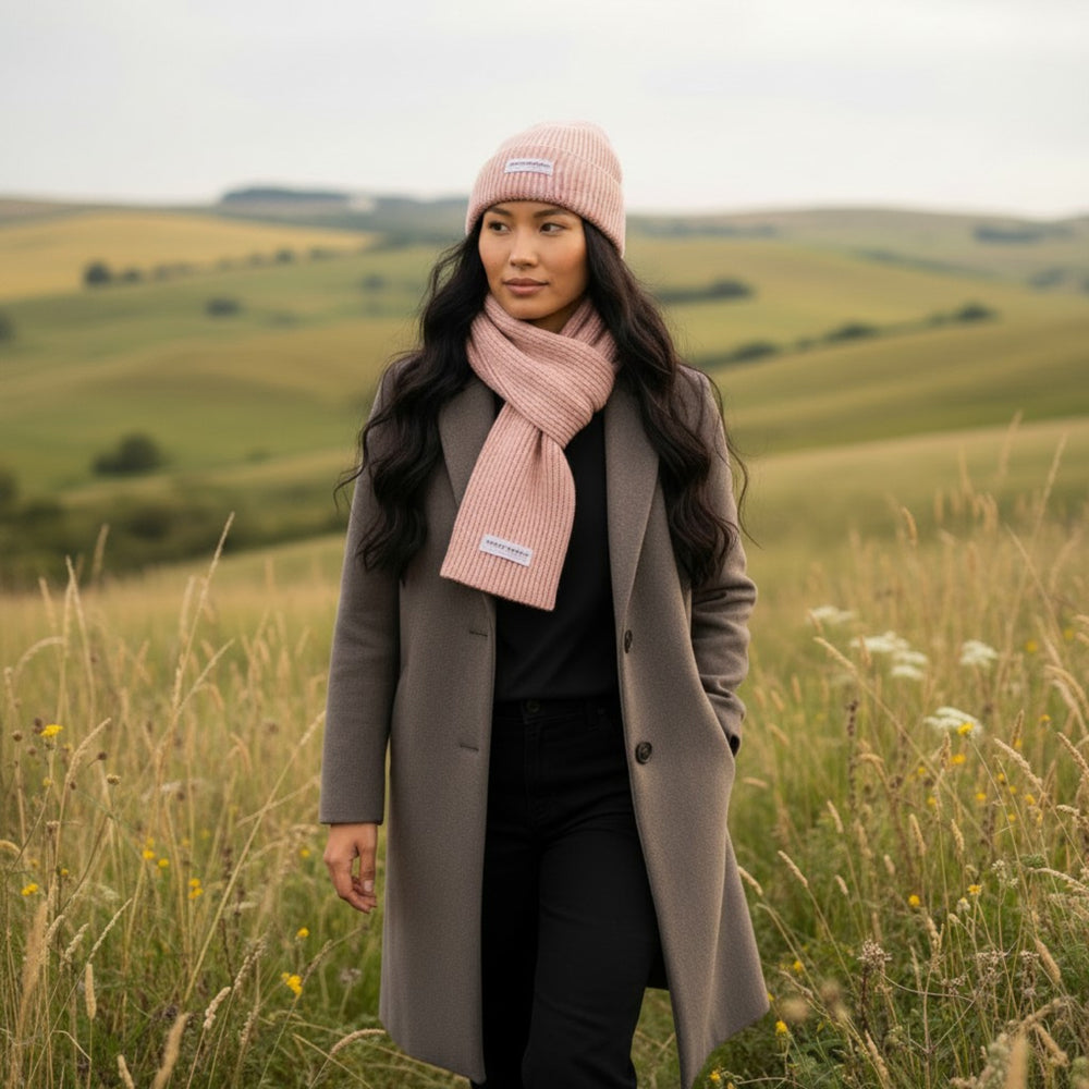 RB5002BJ | CERVINO Wool Blend Knit Scarf Made in Italy, Pink-3