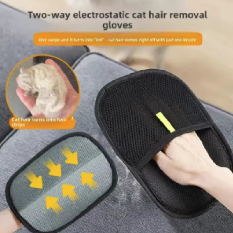 Reusable Pet Hair Removal Gloves Double Sided Beauty Gloves for Sofa Carpet Home Pet Fur Hair Removal Tool Pet Supplies-4