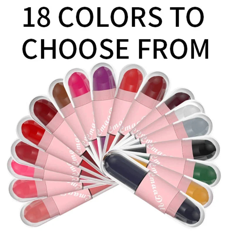 18 Colors 2 in 1 Matte Lipstick Liquid Purple Lip Glaze Double Head Lip Makeup Lasting Waterproof Velvet Sexy Dark Red Lipsticks-4