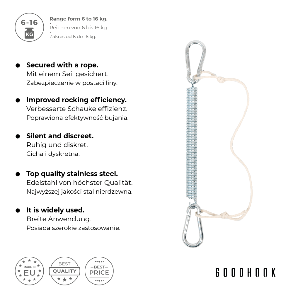 Culla a molla per bambini con una corda di sicurezza | Culla a molla 6-16 kg | Altalena per dormire | Seduta sospesa | Seduta a molla | Sonno rilassante | Corda di sicurezza fino a 30kg-1