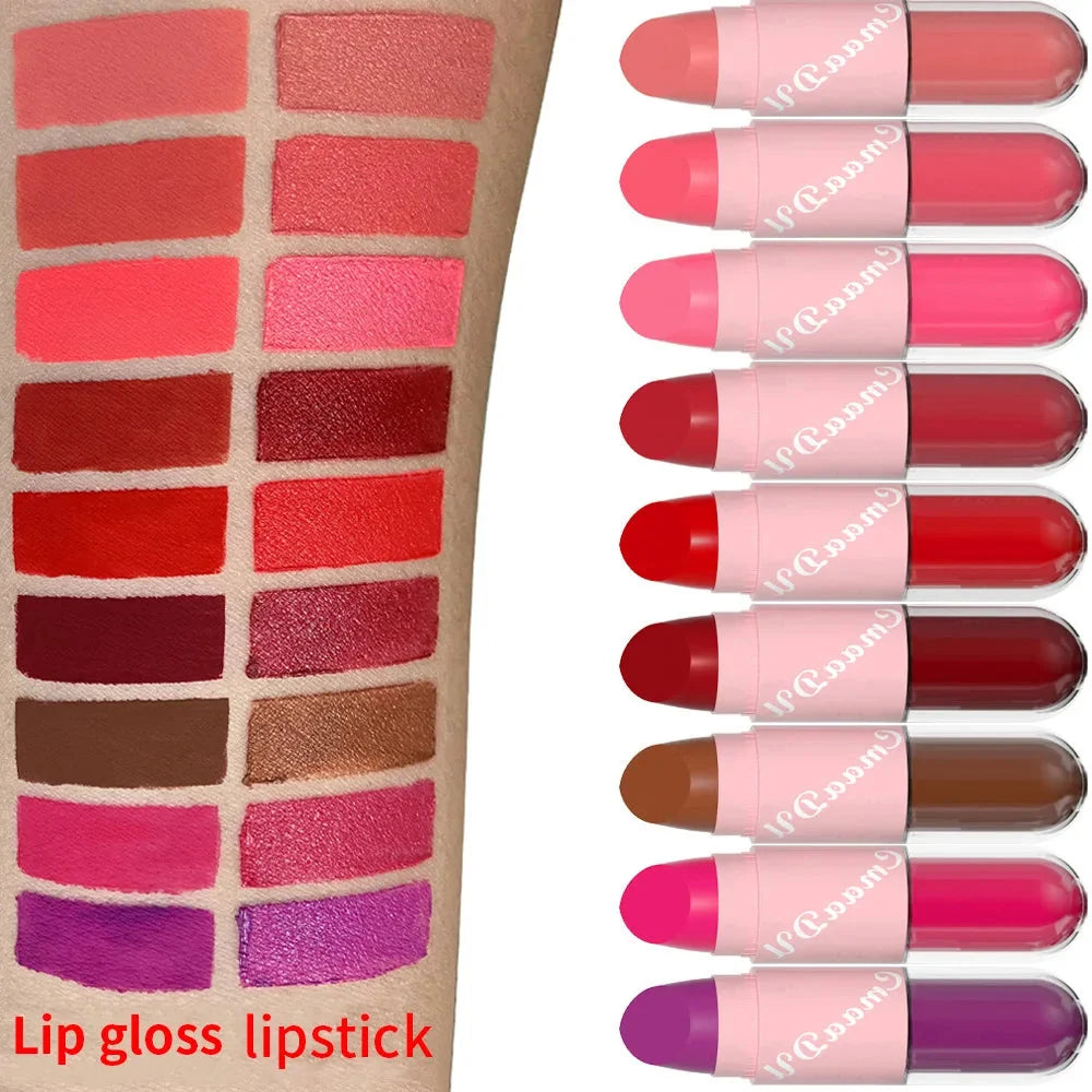 18 Colors 2 in 1 Matte Lipstick Liquid Purple Lip Glaze Double Head Lip Makeup Lasting Waterproof Velvet Sexy Dark Red Lipsticks-3