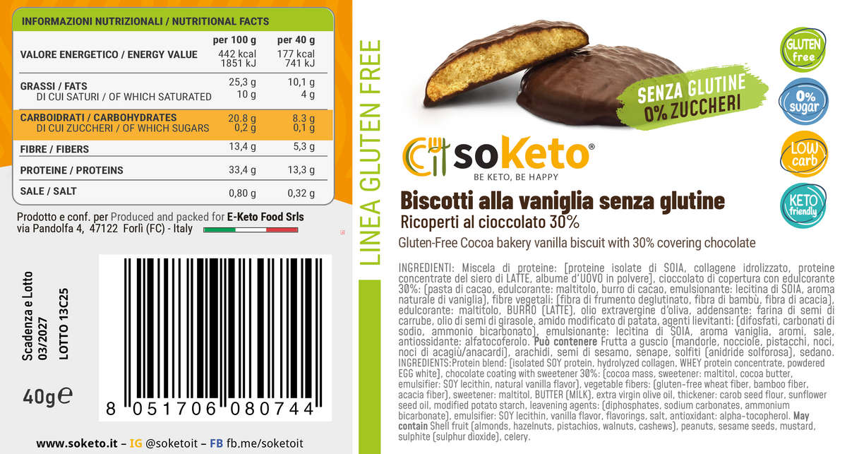 COMBO 4 Gluten-Free Cocoa Tarts + 4 Gluten-Free Vanilla Biscuits covered in chocolate 0% sugar