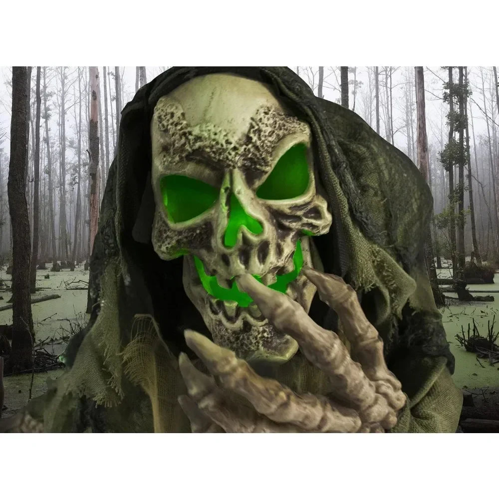Skeleton Reaper Animatronic Halloween Decor with Lights & Sound-2