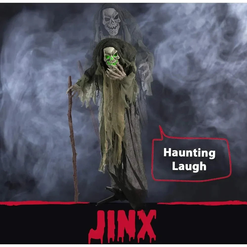Skeleton Reaper Animatronic Halloween Decor with Lights & Sound-4