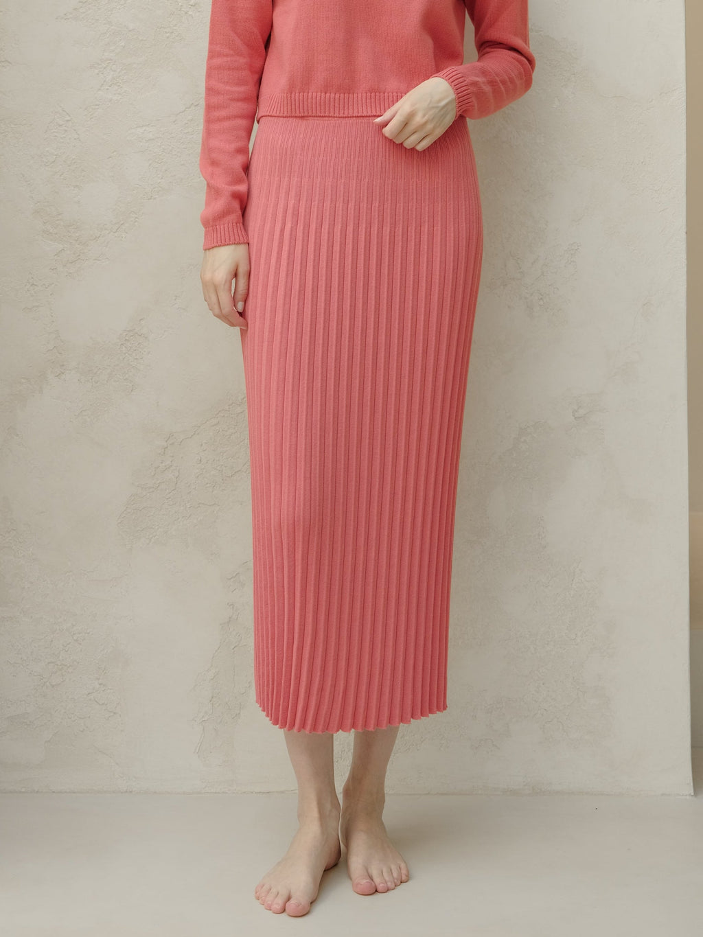 Cotton Plissé Long Skirt-1