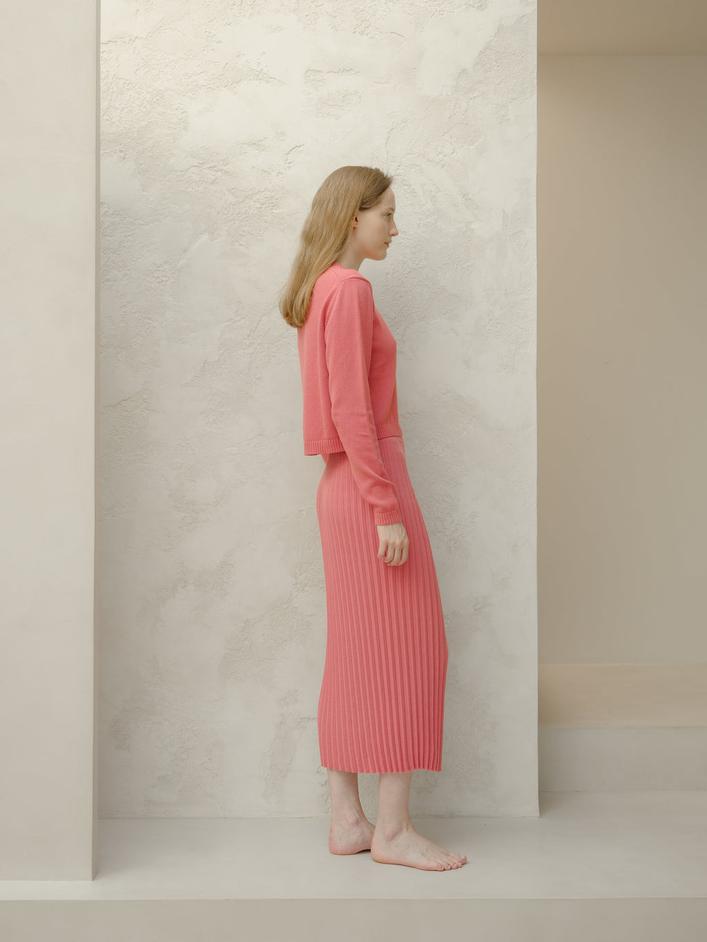 Cotton Plissé Long Skirt-2