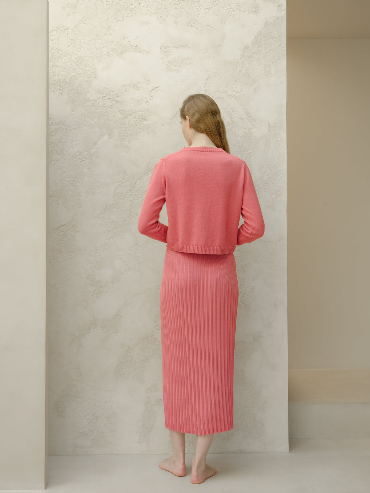 Cotton Plissé Long Skirt-3