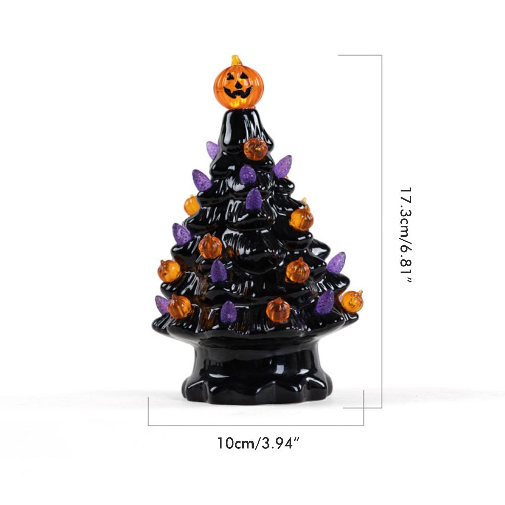 Lighted Ceramic Halloween Tree Tabletop Halloween Decoration Halloween Tree Pumpkin Light-1
