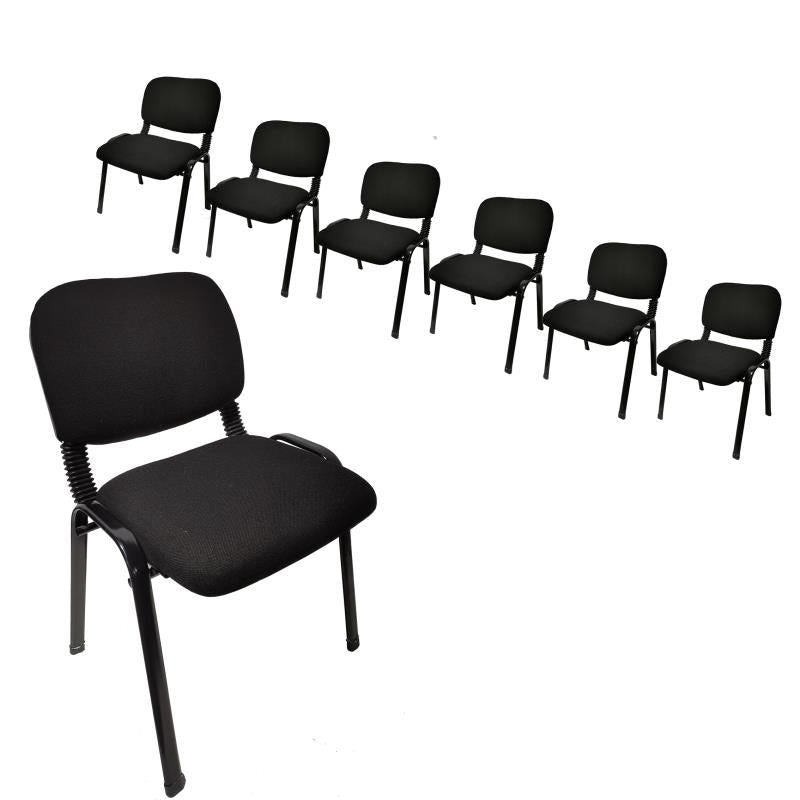 Stackable & Linkable Office Conference Visitor Community  Chairs (Set of 7-Black)-1