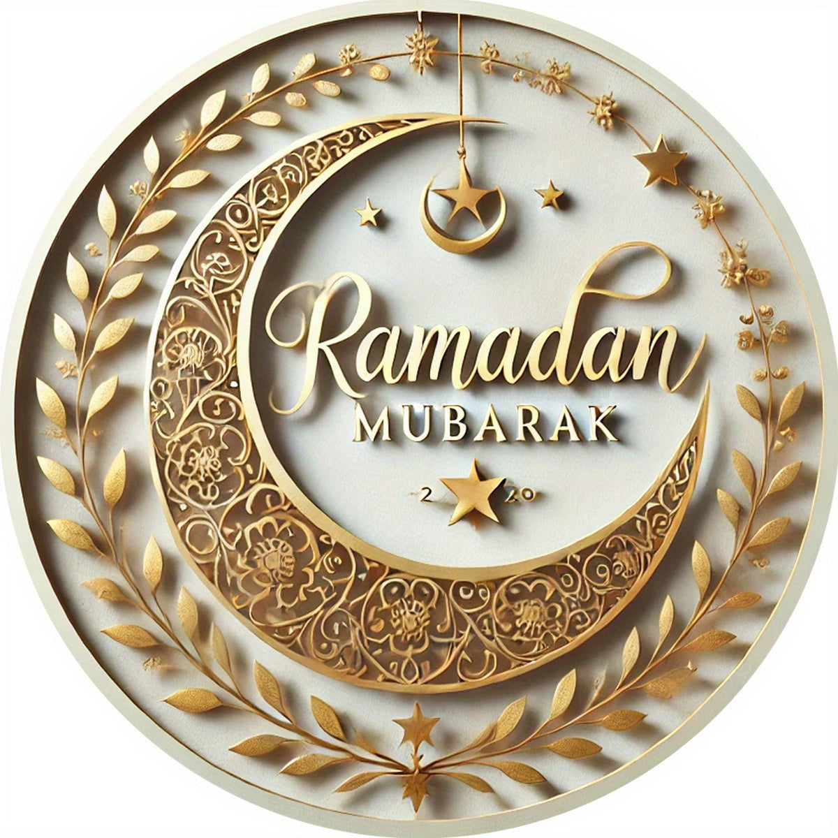 Ramadan Mubarak Aluminum Crescent Star Decor-0