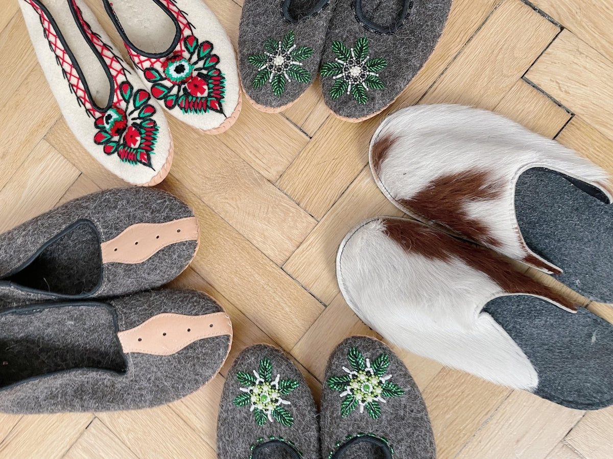 Adult Woolen Slippers (felt) with beads - Mio NEGOZIO 🌹💐MellowConceptStoreMellowConceptStore