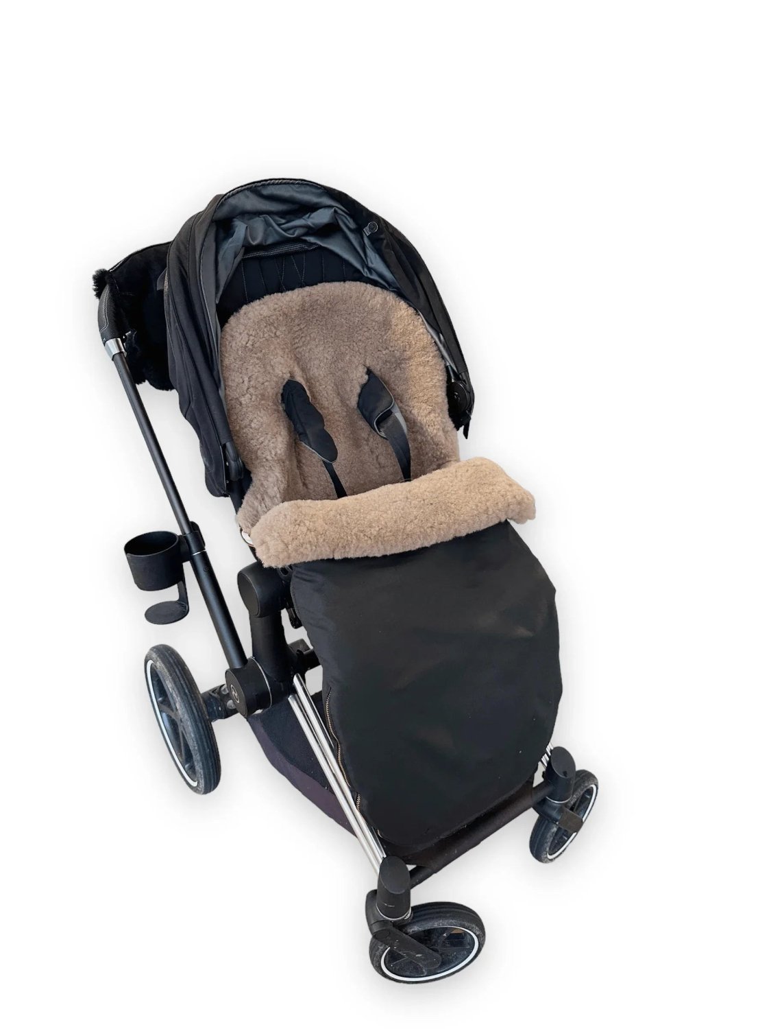 Black Natural Sheepskin Stroller Sleeping Bag - Mio NEGOZIO 🌹💐Mellow Concept StoreMellow Concept Store